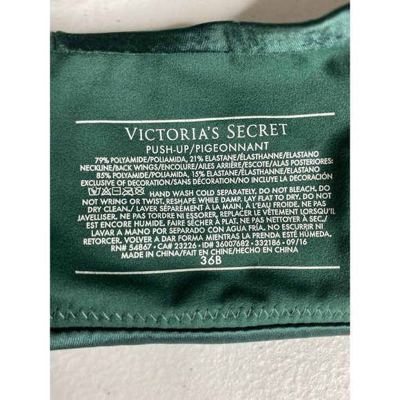 Victoria’s Secret Push-Up Pigeonnant Emerald Green Size 36B - Picture 8 of 12
